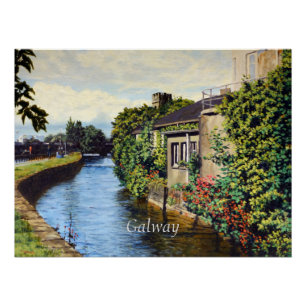 Galway City Irland malerischer Kanalblick Poster
