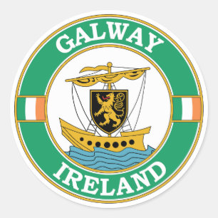 Galway Ireland Circle Emblem Runder Aufkleber