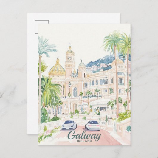 Galway Ireland Gouache Paint Illustration Travel Postkarte (Vorne/Hinten)
