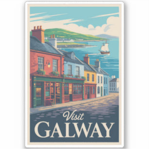 Galway Ireland Illustration Travel Art Vintag Aufkleber
