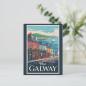 Galway Ireland Illustration Travel Art Vintag Postkarte (Stehend Vorderseite)