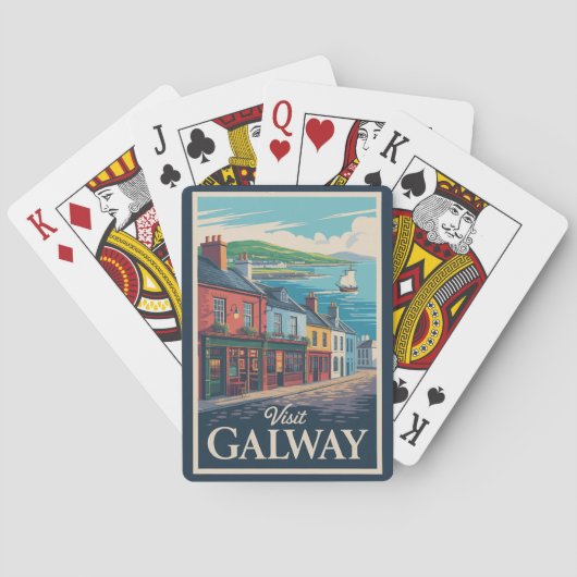 Galway Ireland Illustration Travel Art Vintag Spielkarten (Rückseite)