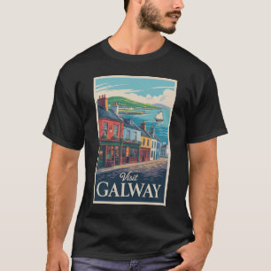 Galway Ireland Illustration Travel Art Vintag T-Shirt