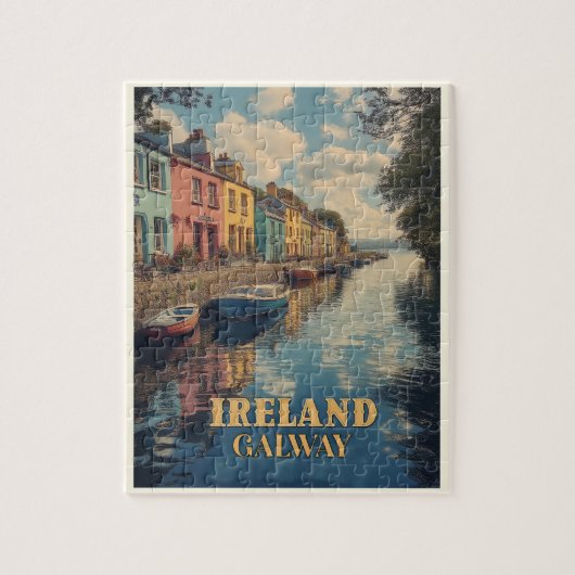 Galway Ireland Retro Irish Sehenswürdigkeit Puzzle (Vertikal)