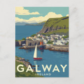Galway Ireland Retro Reisen Art Postkarte (Vorderseite)
