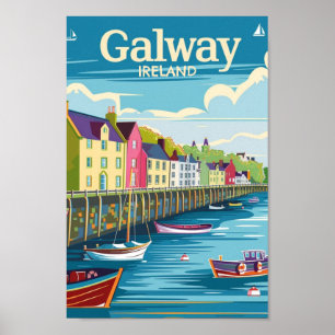 Galway Ireland Vintager berühmter Reiseort Poster