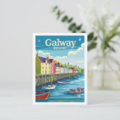 Galway Ireland Vintager berühmter Reiseort Postkarte (Stehend Vorderseite)