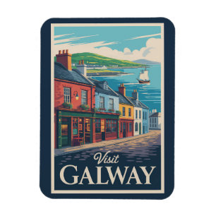 Galway Irland Illustration Reise Kunst Vintage Magnet