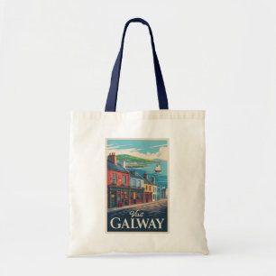 Galway Irland Illustration Reise Kunst Vintage Tragetasche