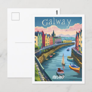Galway Irland Vintage Berühmter Reiseort Postkarte