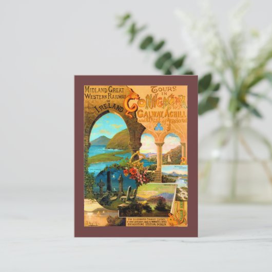Galway Travel Poster Postkarte (Stehend Vorderseite)
