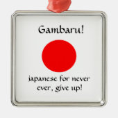 Gambaru!-Premium-Quadrat-Ornament Ornament Aus Metall (Vorne)