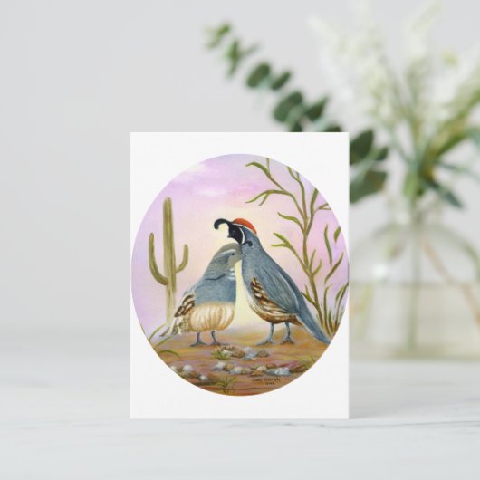 Gambel Quails Postkarte (Stehend Vorderseite)