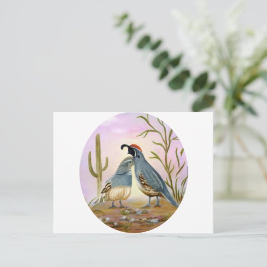 Gambel Quails Postkarte (Stehend Vorderseite)