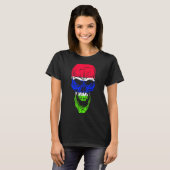 Gambia Flag Colors Skull T-Shirt (Vorne ganz)
