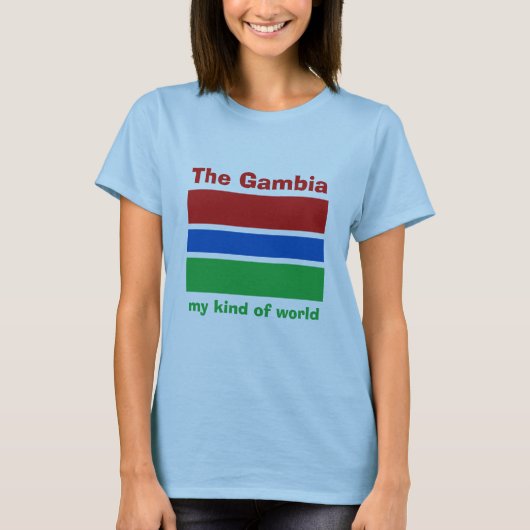 Gambia Flag + Karte + Text T - Shirt (Vorderseite)