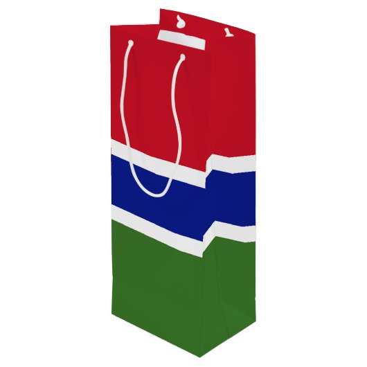 Gambia-Flagge Geschenktüte Für Weinflaschen (Rückseite Schrägansicht)