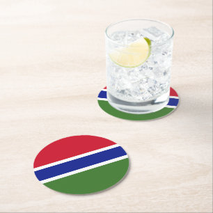 Gambia-Flagge Runder Pappuntersetzer