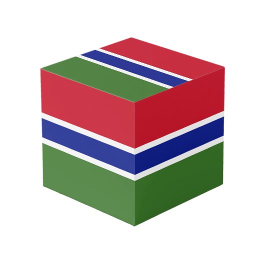 Gambia-Flagge Würfel (Vorderseite Schrägansicht)