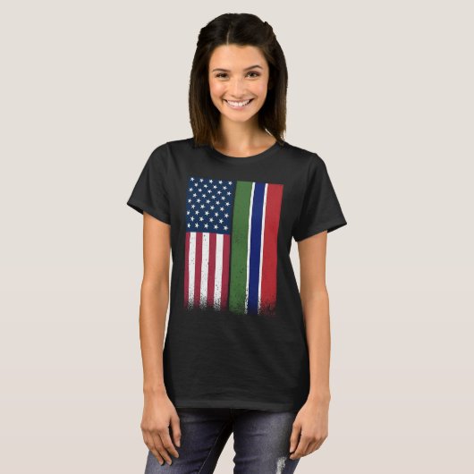 Gambia Gambian American Flags Proud USA Gambia T-Shirt (Vorne ganz)