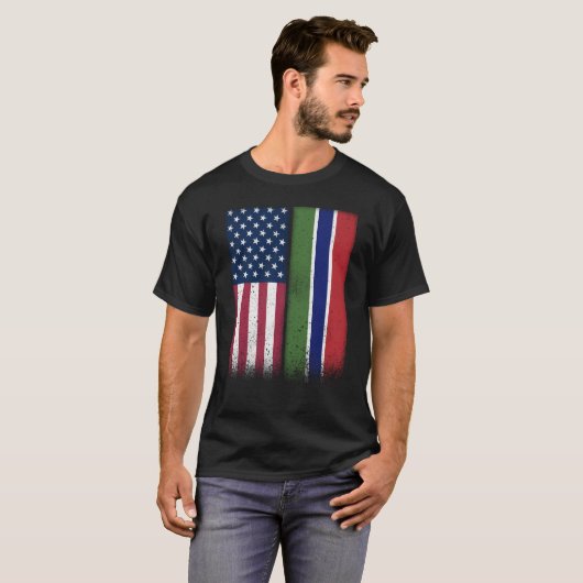 Gambia Gambian American Flags Proud USA Gambia T-Shirt (Vorne ganz)
