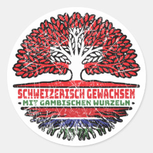 Gambia Gambisch Schweizer Schweiz Baum Wurzel Runder Aufkleber