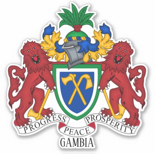 Gambia National Coat of Arms Patriotic Aufkleber (Vorderseite)