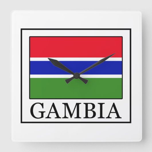 Gambia Quadratische Wanduhr (Vorderseite)