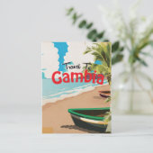 Gambia Vintage Reiseplakat Postkarte (Stehend Vorderseite)