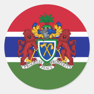 Gambianische Flagge & Wappen, Flagge Gambias Runder Aufkleber