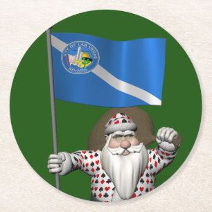 Gambler Santa Claus Runder Pappuntersetzer