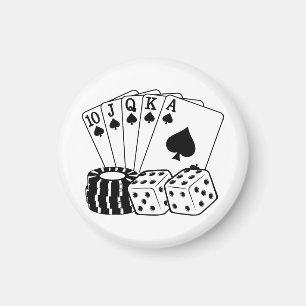 Gambling Casino Cards Dice Poker Chips Art  Magnet