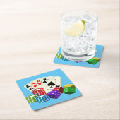 Gambling Casino Poker Chips Rechteckiger Pappuntersetzer (Vor Ort)