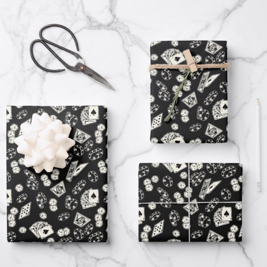 Gambling Poker Straight Flush Cards Würfel Geschenkpapier Set (Vorderseite)