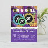 Gambling Roulette Chips Vegas Party lila Einladung (Stehend Vorderseite)