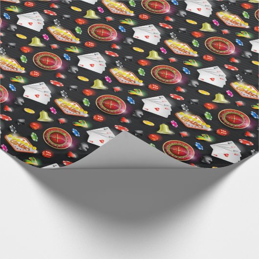 Gambling Roulette Dice Vegas Poker Chips Karten Geschenkpapier (Ecke)