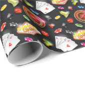 Gambling Roulette Dice Vegas Poker Chips Karten Geschenkpapier (Rolleneckpunkt)