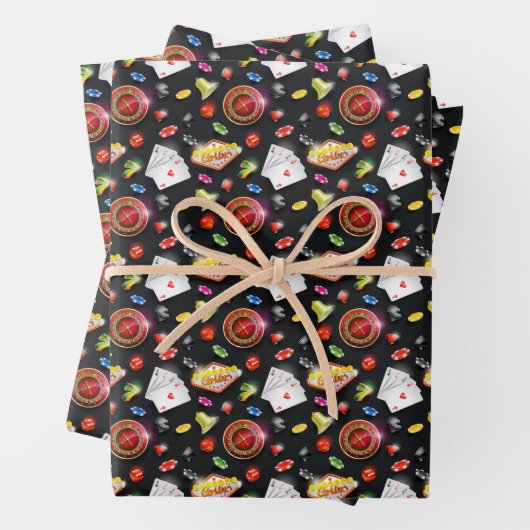 Gambling Roulette Dice Vegas Poker Chips Karten Geschenkpapier Set (Beispiel)