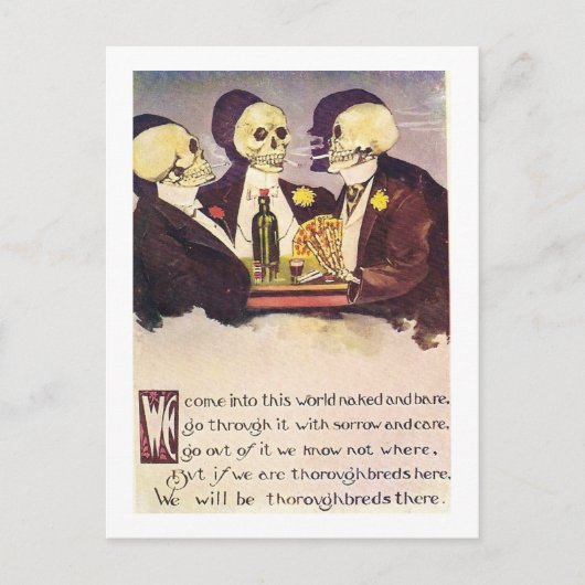 Gambling Skelette Vintage Image Postkarte (Vorderseite)
