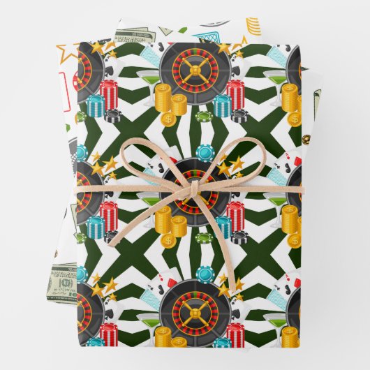Gambling Wrapping Paper Flat Sheet Set 3 Geschenkpapier Set (Beispiel)