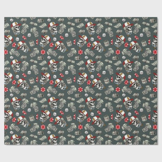 Gambling Würfel Poker Chips Skull Muster Geschenkpapier (Flach)