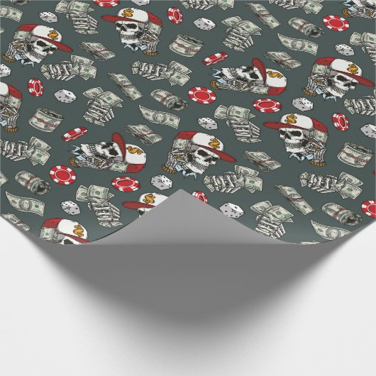 Gambling Würfel Poker Chips Skull Muster Geschenkpapier (Ecke)