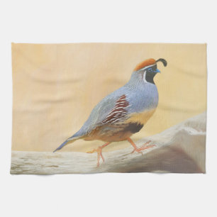 Gambrel's Quail Painting Original Bird Art Geschirrtuch