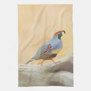 Gambrel's Quail Painting Original Bird Art Geschirrtuch