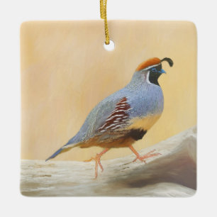 Gambrel's Quail Painting Original Bird Art Keramikornament