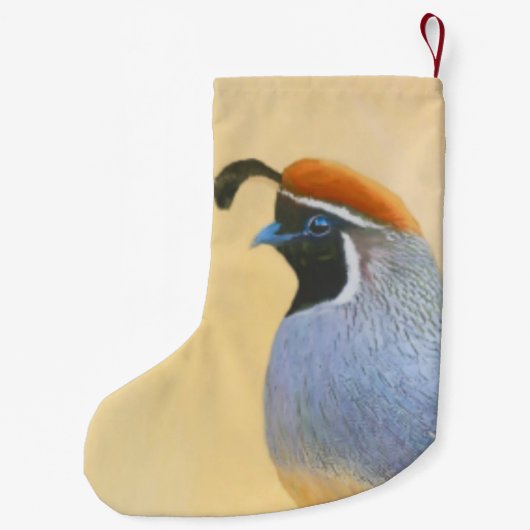Gambrel's Quail Painting Original Bird Art Kleiner Weihnachtsstrumpf (Rückseite)