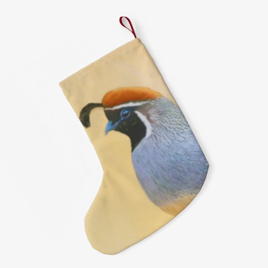 Gambrel's Quail Painting Original Bird Art Kleiner Weihnachtsstrumpf (Rückseite (Hängend))