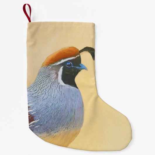 Gambrel's Quail Painting Original Bird Art Kleiner Weihnachtsstrumpf (Vorderseite)