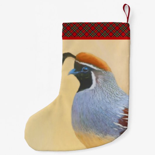 Gambrel's Quail Painting Original Bird Art Kleiner Weihnachtsstrumpf (Rückseite)