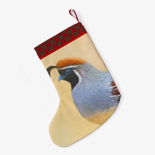Gambrel's Quail Painting Original Bird Art Kleiner Weihnachtsstrumpf (Rückseite (Hängend))